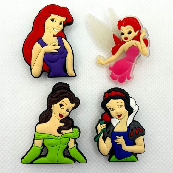 BOGO!! Crocs Style Shoe Charms Jibbitz - Disney Princess & Fairy 4 pc Set NEW - Picture 2 of 5